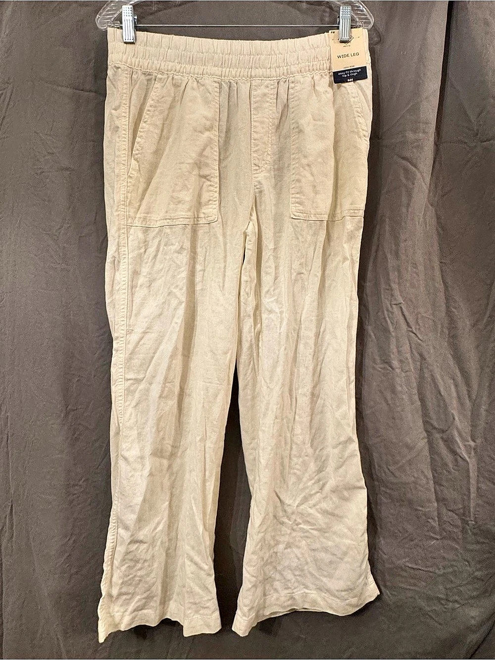 Wide Leg LinenPants in Cream Size Petite Medium NWT